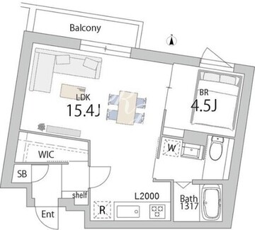 グランデュオ下北沢14 204 間取り図