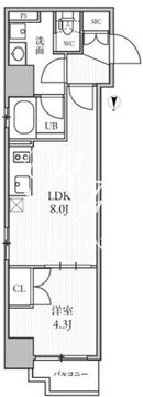 シーズンフラッツ菊川ウエスト 303 間取り図