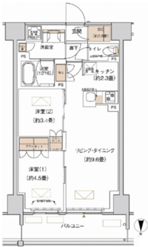 プライムネクサス大森北 542 間取り図