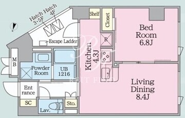 ウテナ西麻布 502 間取り図