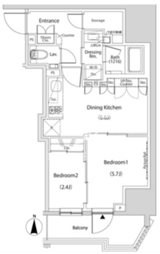 ザ・パークハビオ新中野 204 間取り図