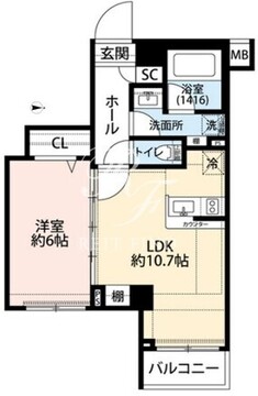 プレール・ドゥーク錦糸町5 502 間取り図