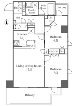 プライムアーバン新宿夏目坂タワーレジデンス 1504 間取り図