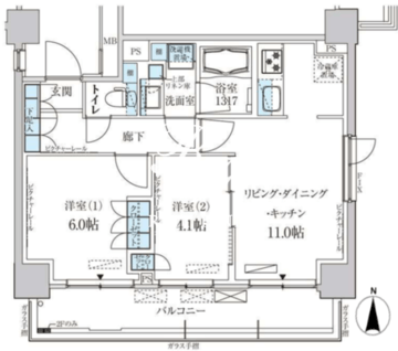 パークアクシス菊川ステーションゲート 608 間取り図