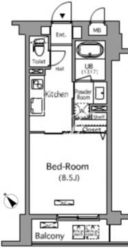 パークキューブ学芸大学 205 間取り図