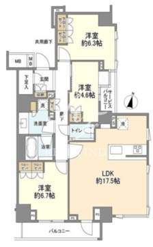 ブランズ渋谷常盤松 301 間取り図