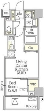 オルサス清澄白河リバーフロント 802 間取り図