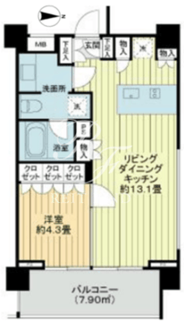 イクサージュ目黒 423 間取り図