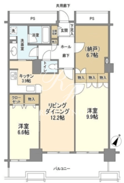 トルナーレ日本橋浜町 1407 間取り図