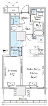 ロイヤルパークス品川 321 間取り図