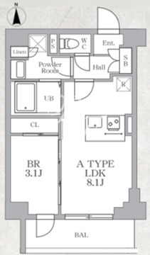 ルネサンスコート東新宿 801 間取り図