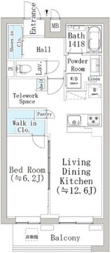 デュークハウス目黒 202 間取り図