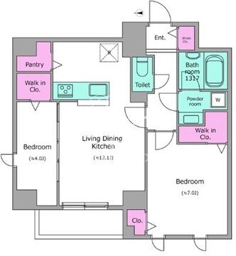 ドゥーエ日暮里3 801 間取り図