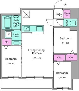 ドゥーエ日暮里3 204 間取り図