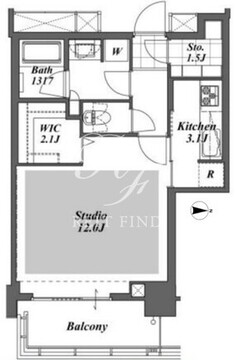 ブリリアイストタワー勝どき 25階42.52㎡ 間取り図