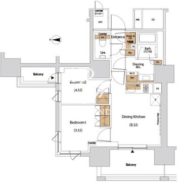 ザ・パークハビオ目白タワー 1601 間取り図