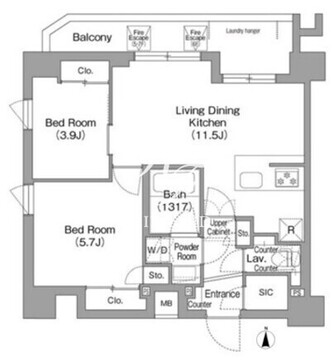 コンフォリア・リヴ品川戸越 701 間取り図