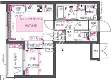 ズーム西早稲田 102 間取り図