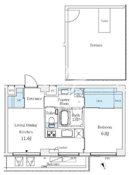 ソルテ千駄ヶ谷 401 間取り図