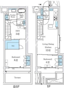 スタンズ柿の木坂 109 間取り図