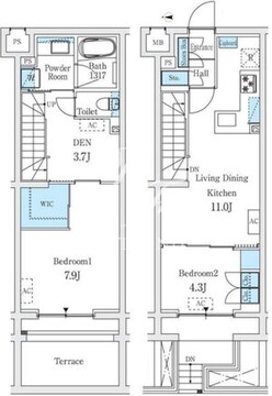 スタンズ柿の木坂 107 間取り図