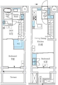 スタンズ柿の木坂 106 間取り図