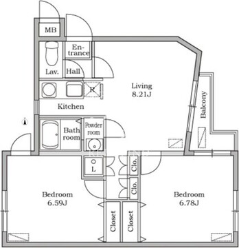 レジディア池上 A-402 間取り図