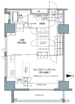 パークハビオ東中野 1202 間取り図