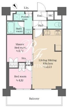 ウエリスアーバン水天宮前 13階B 間取り図