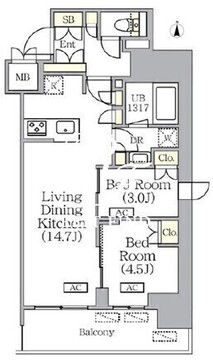 プライムガーデン銀座八丁堀 504 間取り図