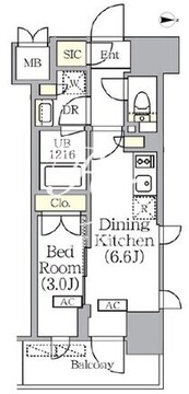 プライムガーデン銀座八丁堀 206 間取り図