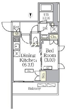 プライムガーデン銀座八丁堀 1205 間取り図