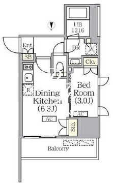 プライムガーデン銀座八丁堀 307 間取り図