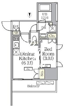 プライムガーデン銀座八丁堀 607 間取り図