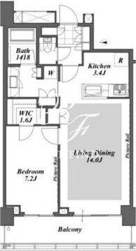 ブリリアイストタワー勝どき 31階57.25㎡ 間取り図