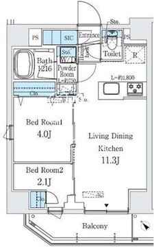 プライムブリス巣鴨 402 間取り図