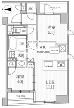 シーズンフラッツ日本橋人形町プレミア 404 間取り図