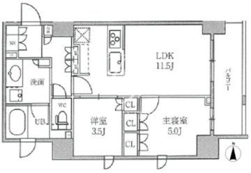 シーズンフラッツ菊川 201 間取り図