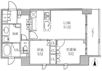 シーズンフラッツ菊川 301 間取り図