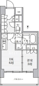 シーズンフラッツ上野稲荷町 302 間取り図