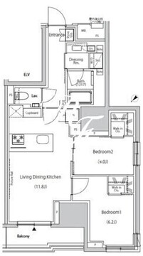 ザ・パークハビオ市ヶ谷ウエスト 1302 間取り図