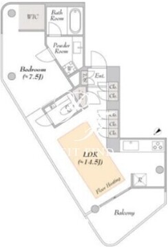 ルミークスイート麻布十番 601 間取り図