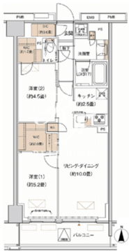 プライムネクサス大森北 402 間取り図