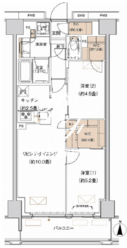 プライムネクサス大森北 803 間取り図