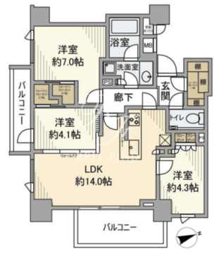 ザ・パークハウス目黒本町 604 間取り図