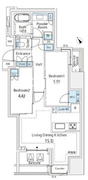 ミレアコート銀座プレミア 505 間取り図