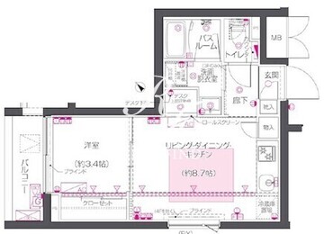 ズーム西早稲田 206 間取り図