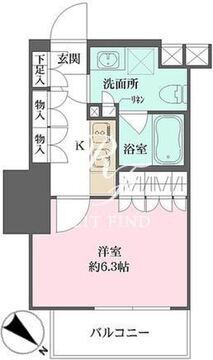 ザ・パークワンズ渋谷本町 10階24.32㎡ 間取り図