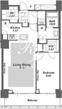 ブリリアイストタワー勝どき 43階66.10㎡ 間取り図