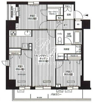 プレジールテアトル用賀 201 間取り図